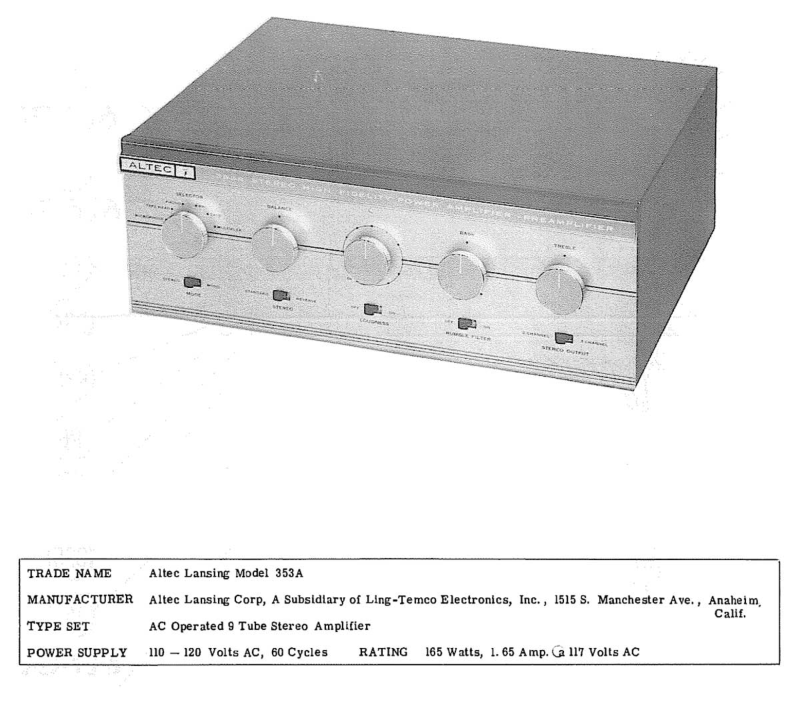 Altec Lansing 353A Schematic