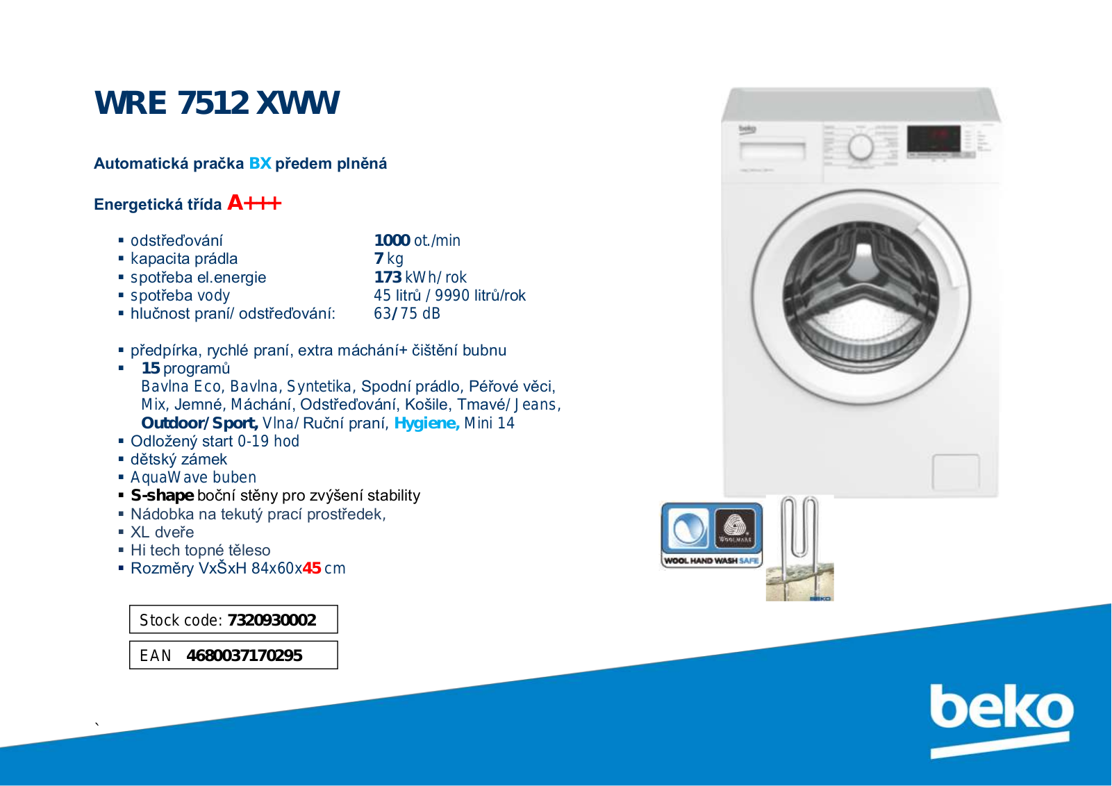 BEKO WRE7512XWW User Manual