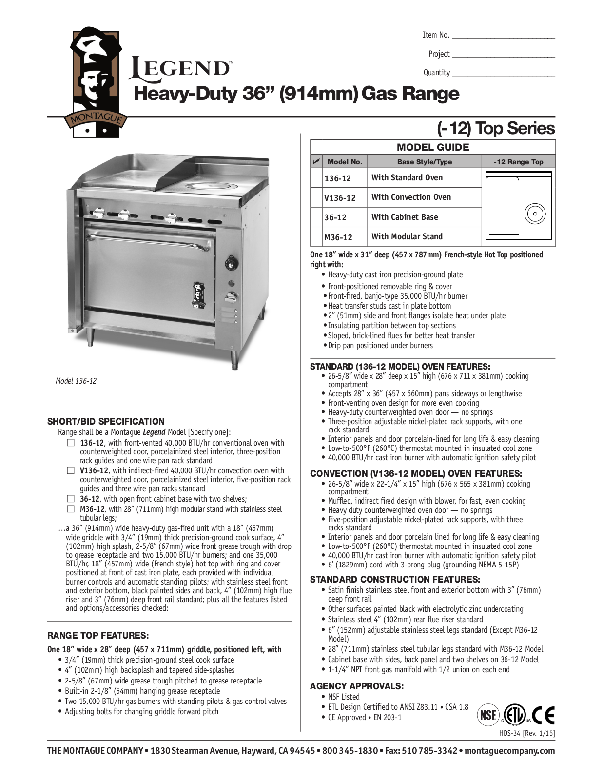 Montague 136-12 User Manual