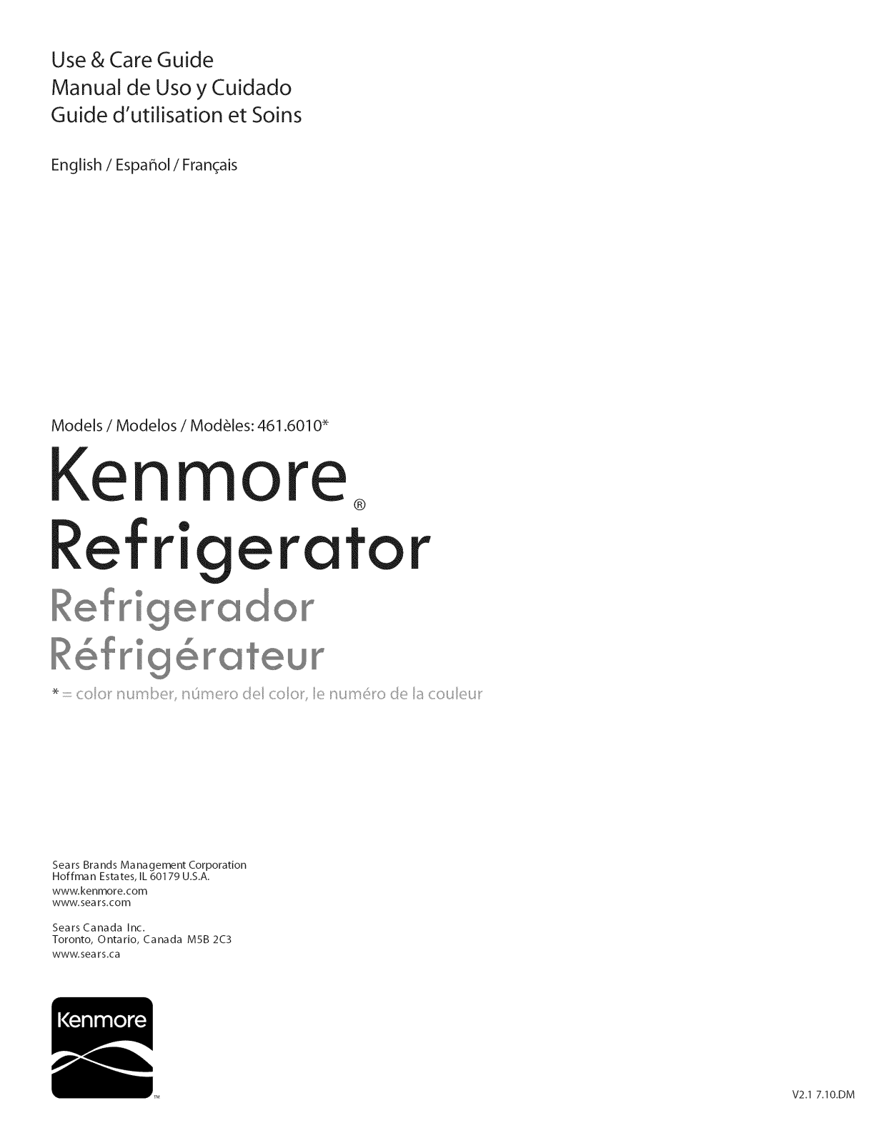 Kenmore 46160102010 Owner’s Manual