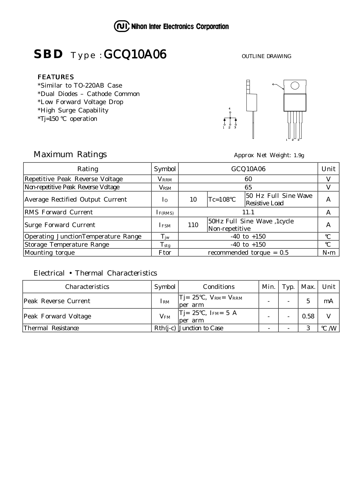 Datasheet GCQ10A06 Datasheet (NIHON) - ManualMachine.com