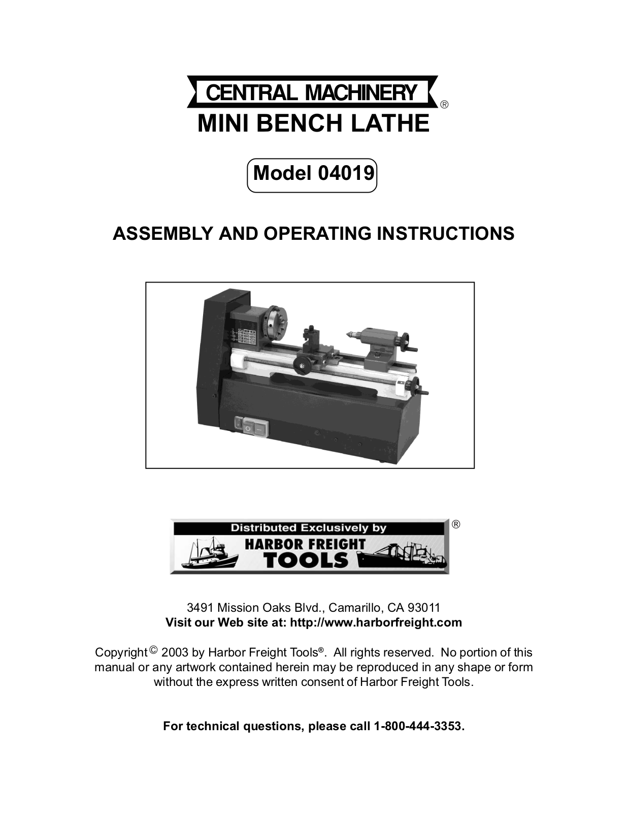 Harbor Freight Tools 4019 User Manual