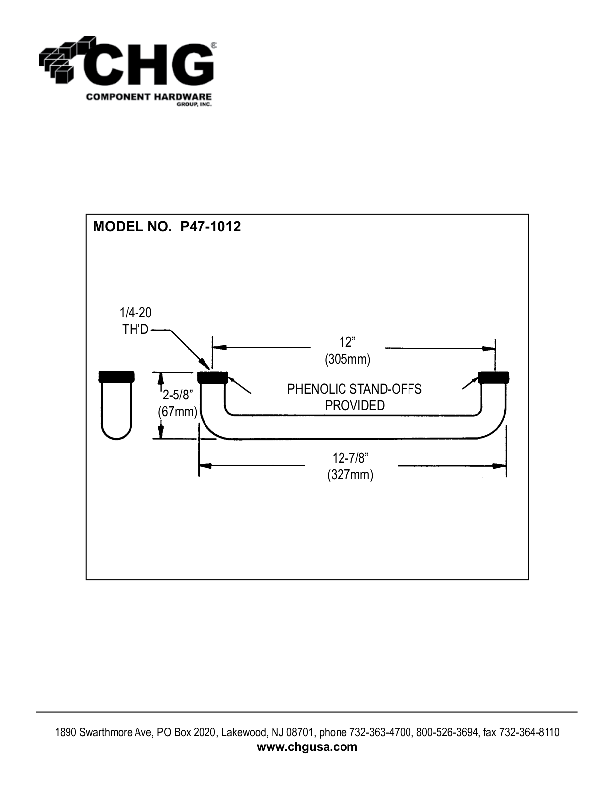 Component Hardware P47-1012 User Manual