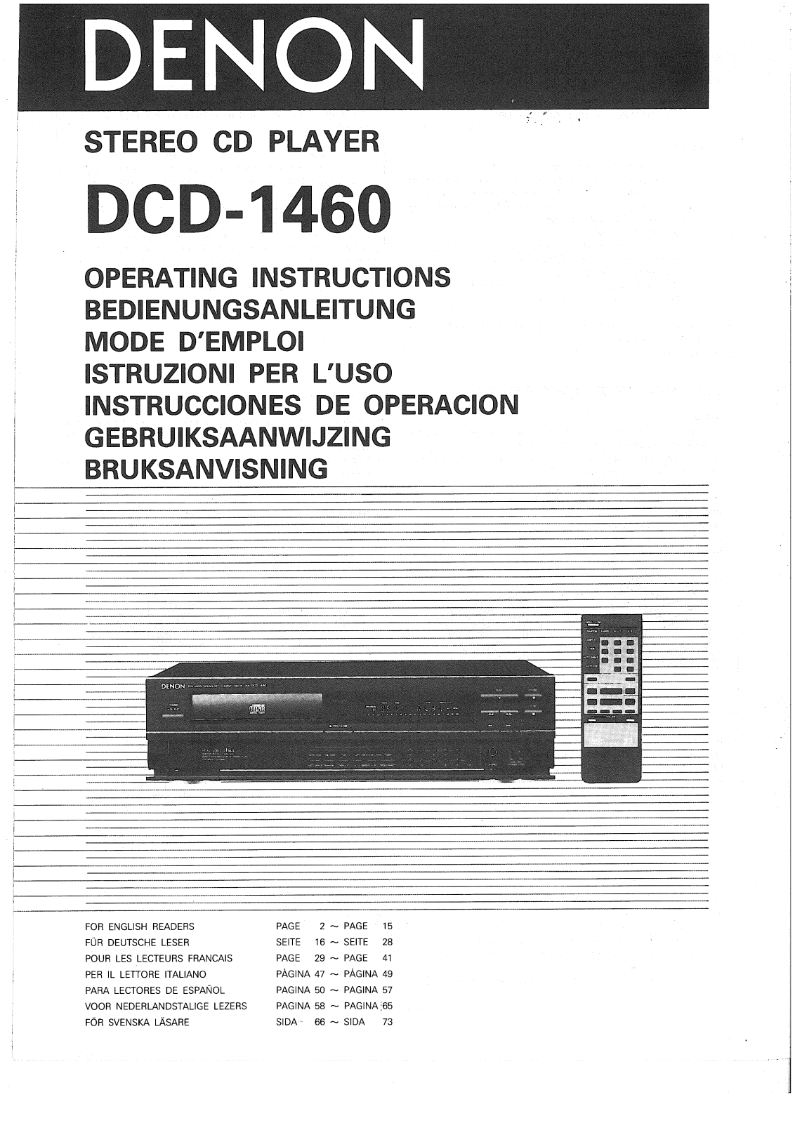 Denon DCD-1460 Owner's Manual