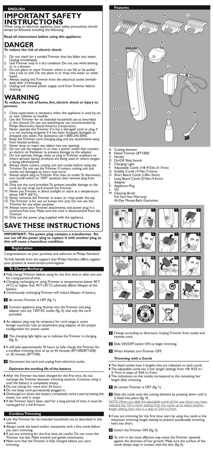 Philips BT1200/42, BT1100/42 User manual