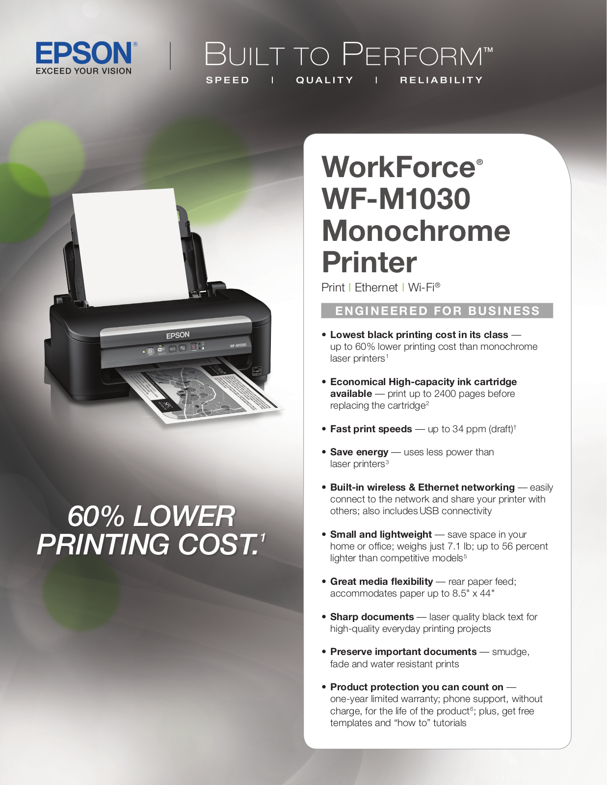 Epson WorkForce WF-M1030 Product Specifications