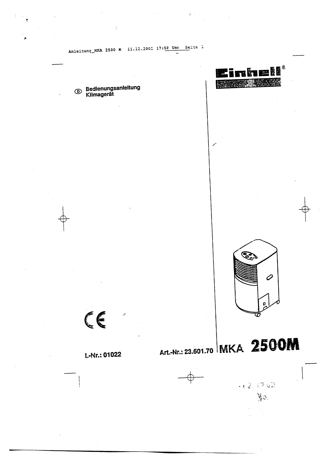 Einhell MKA 2500M User Manual