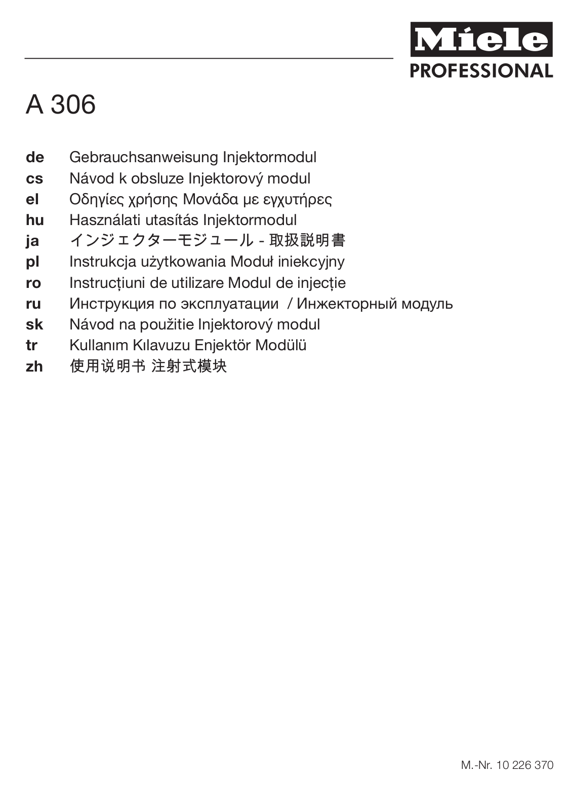 Miele A 306 Operating instructions