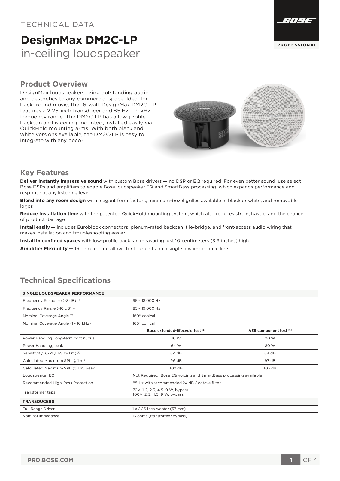 Bose DM2C-LP Data Sheet