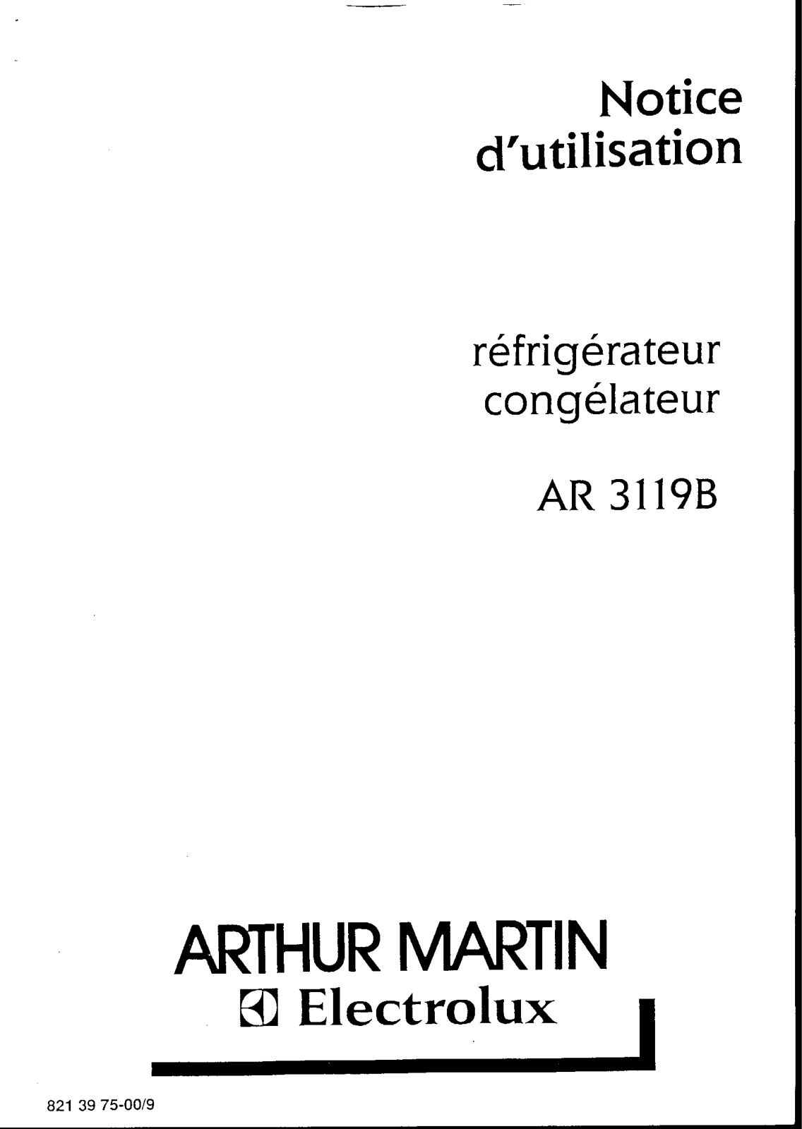 Arthur martin AR3119B User Manual