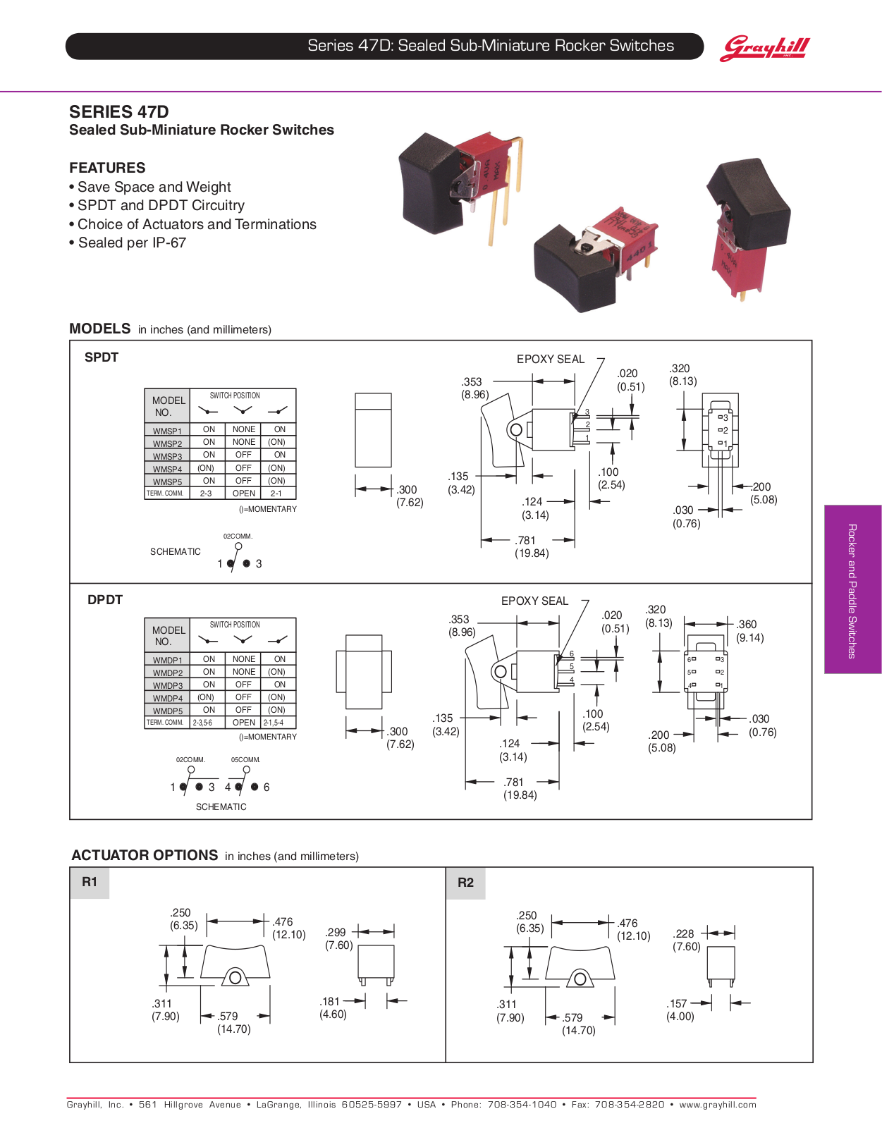 Grayhill Rocker Switches 47D User Manual