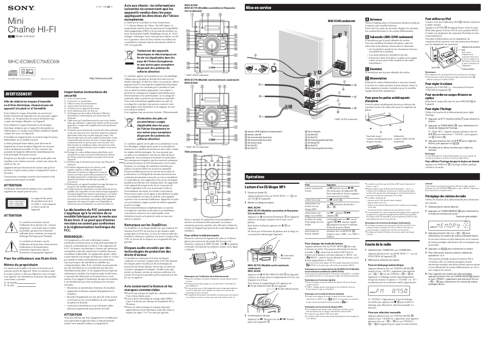 SONY MHC-EC791 User Manual