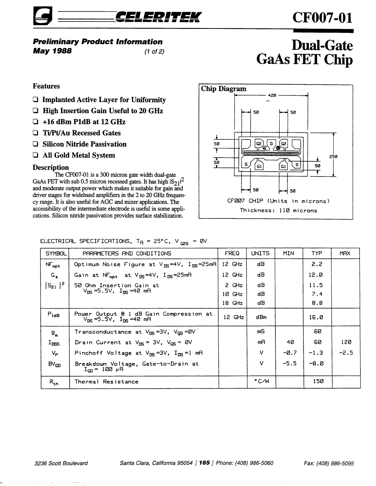 CELER CF007-01 Datasheet