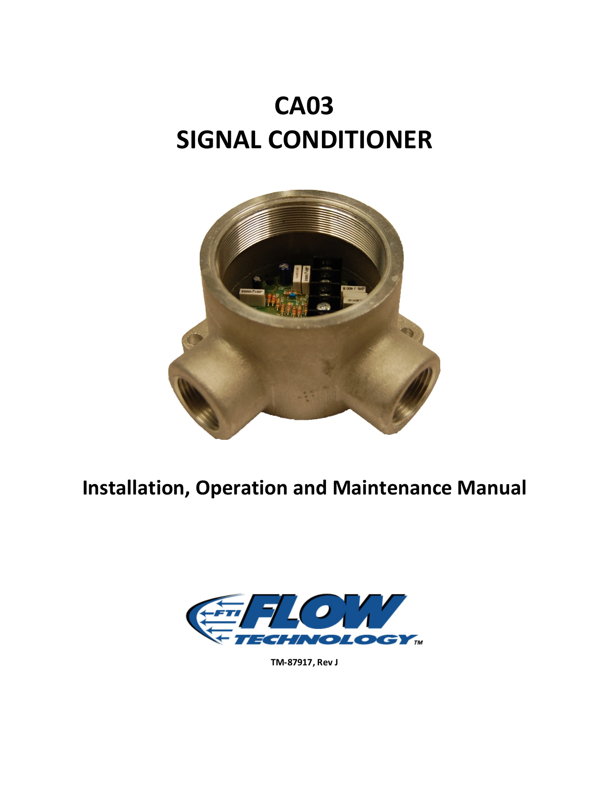 FLOW Technology CA03 Installation, Operation And Maintenance Manual