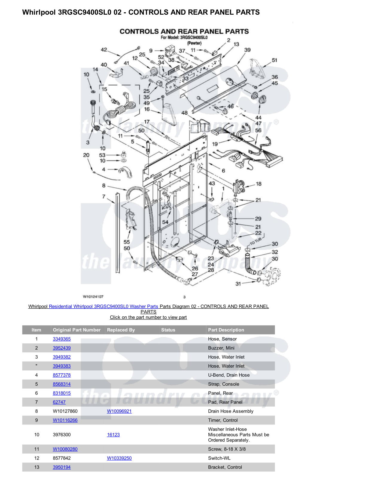 Whirlpool 3RGSC9400SL0 Parts Diagram