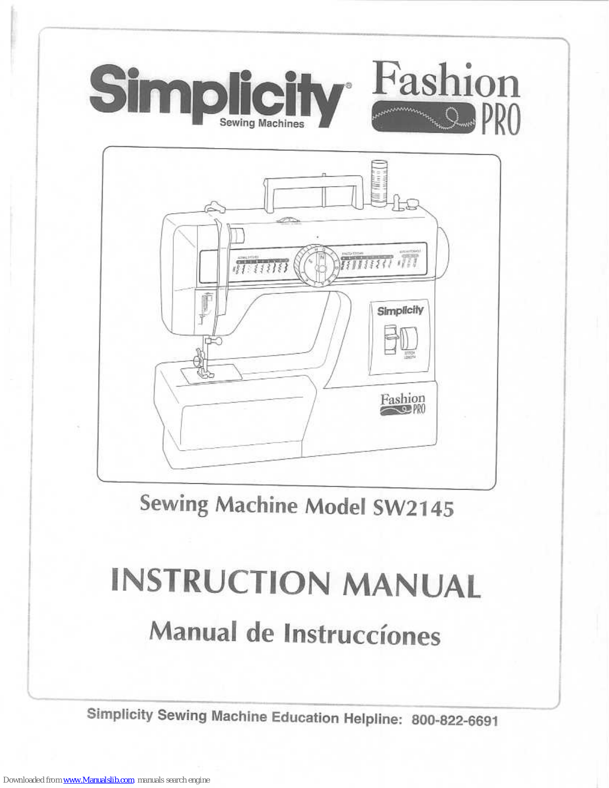 Simplicity Fashion Pro SW2145 Instruction Manual