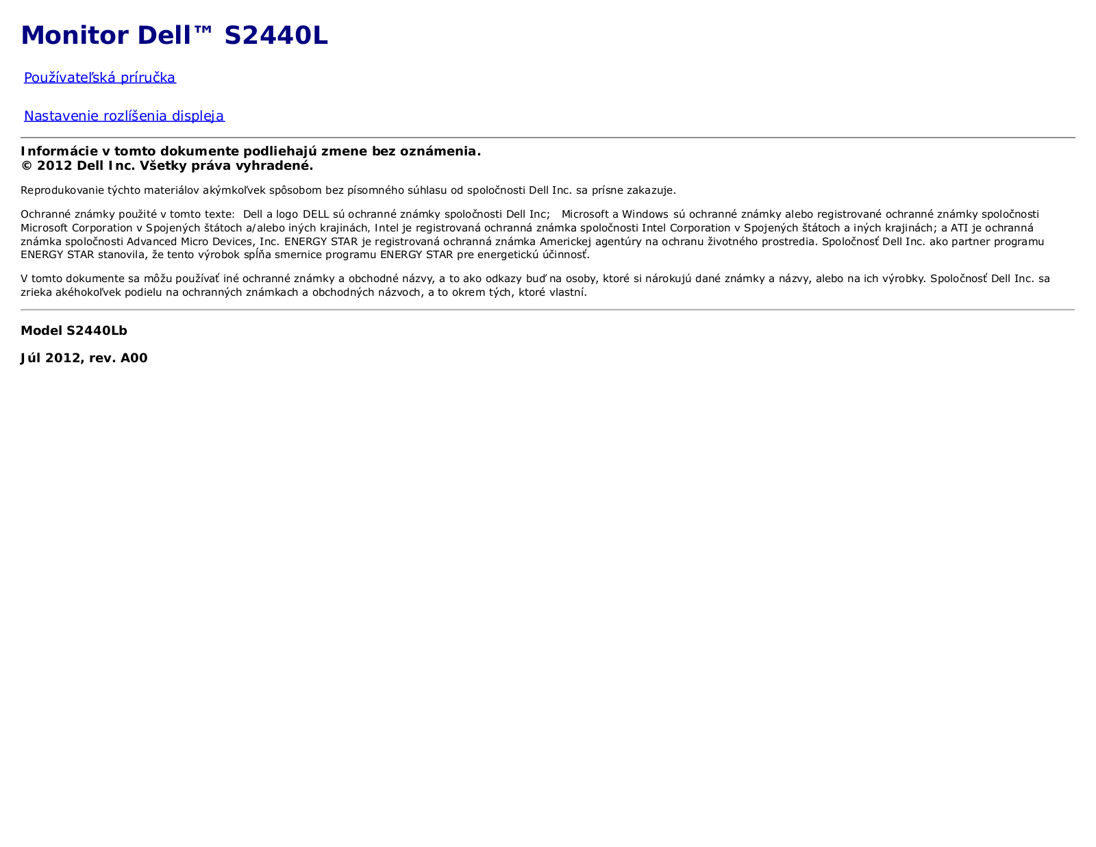 Dell S2440L User Manual