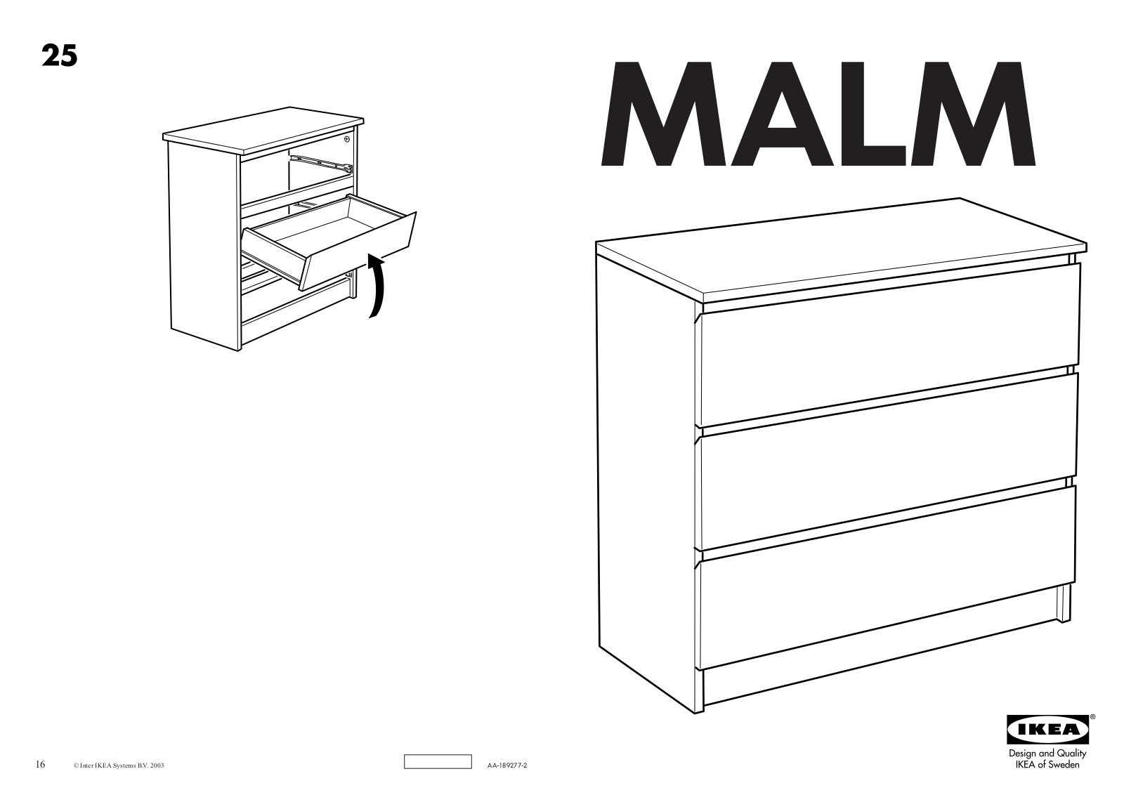 IKEA MALM CHEST W- 3DRAWERS 32X31 Assembly Instruction