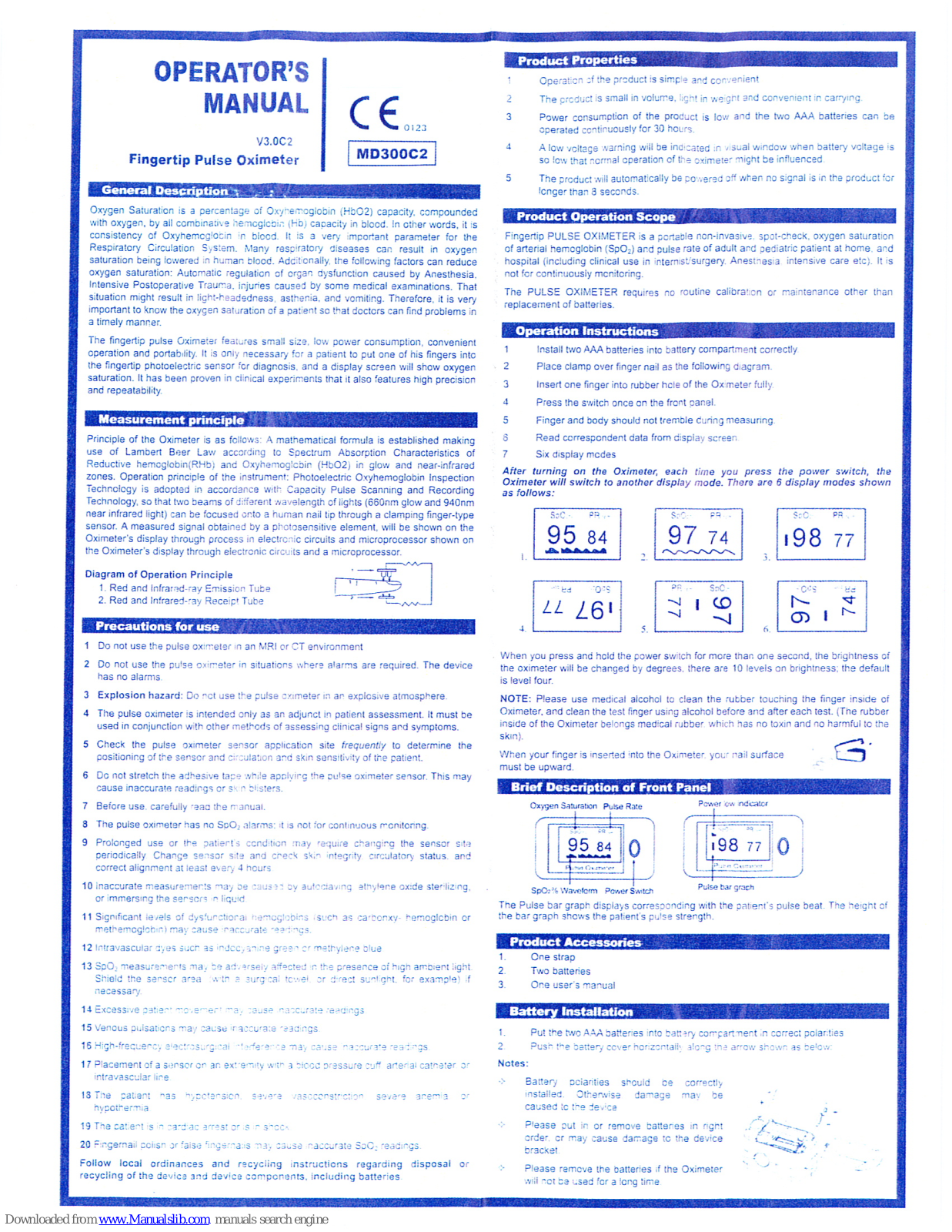 Maxtec MD300C2 Operation Manual