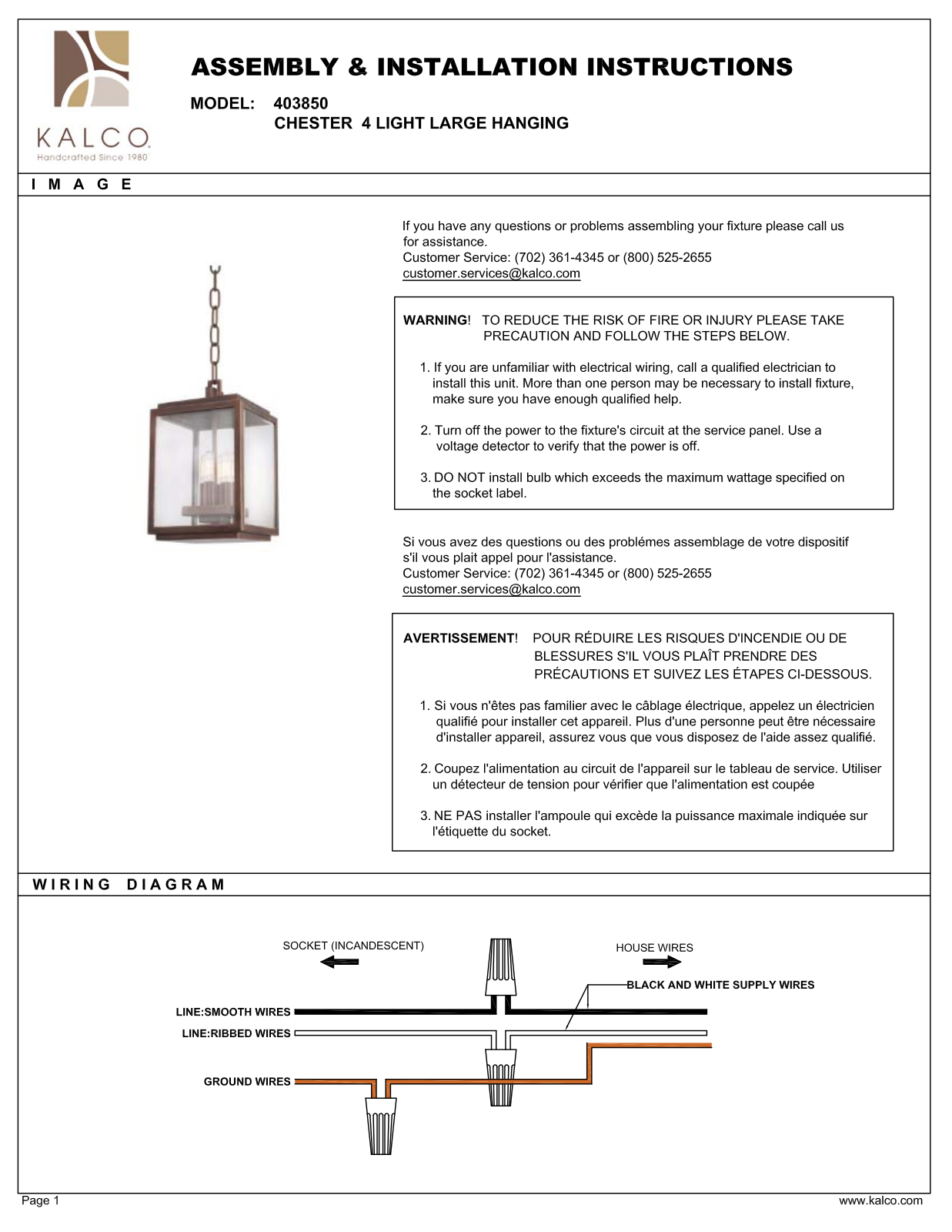 Kalco 403850CP Assembly Guide