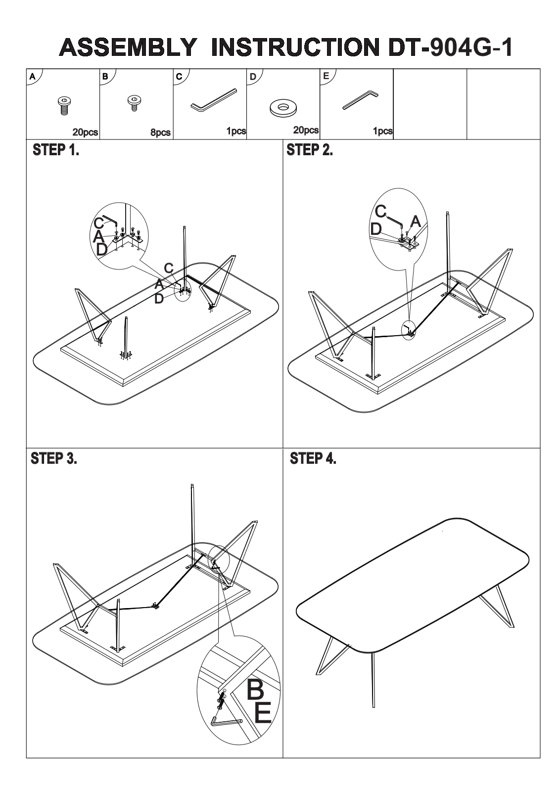 Stool Group DT-904G-1 ASSEMBLY INSTRUCTIONS