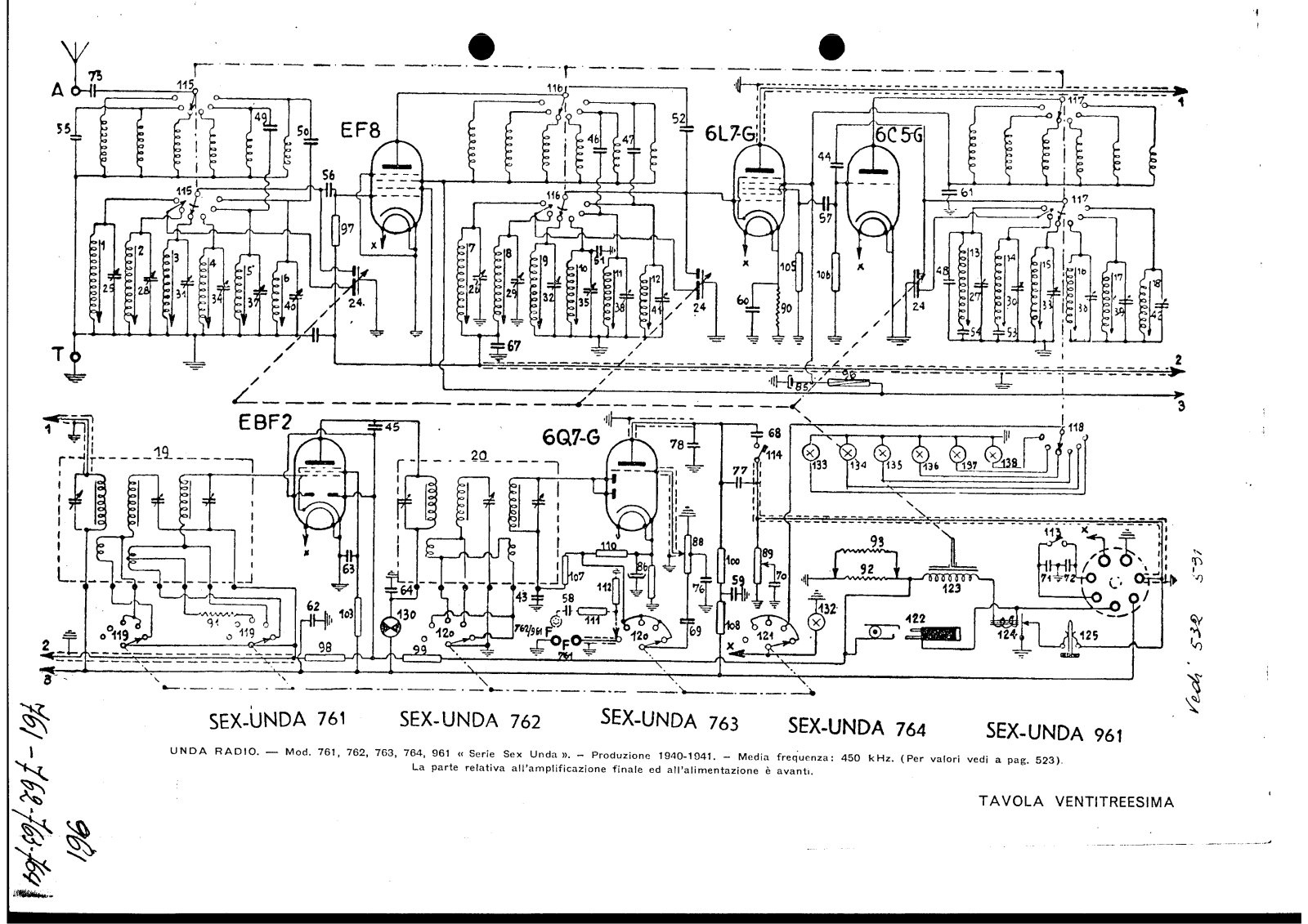 Unda Radio 761, 762, 763, 764, 961 schematic