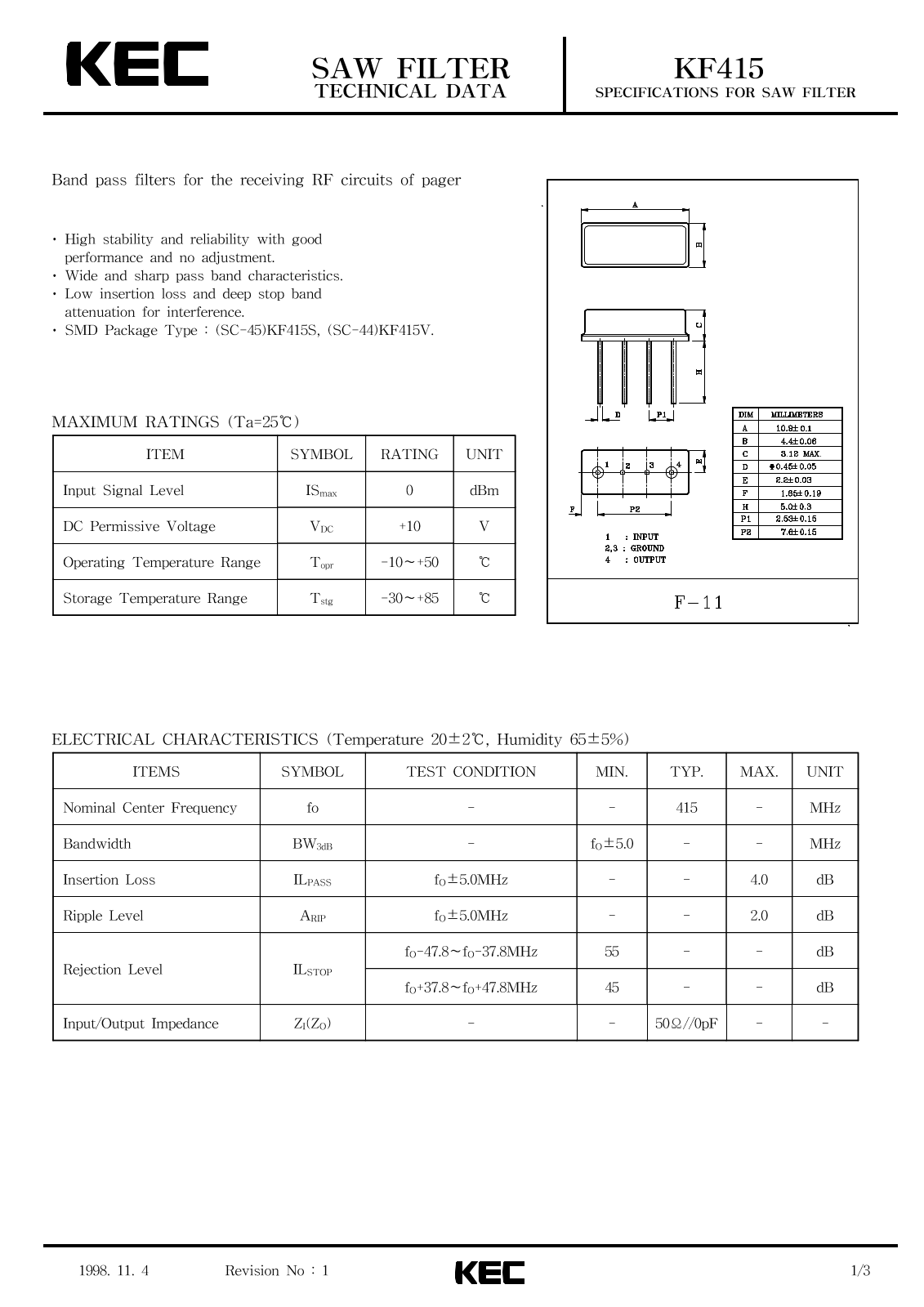 KEC KF415 Datasheet