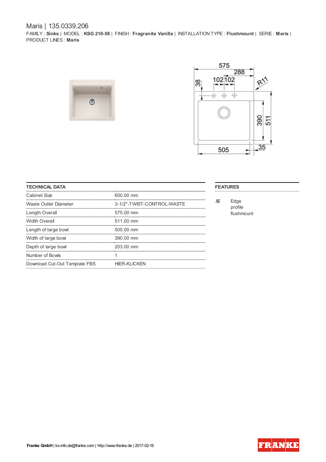 Franke 135.0339.206 Service Manual