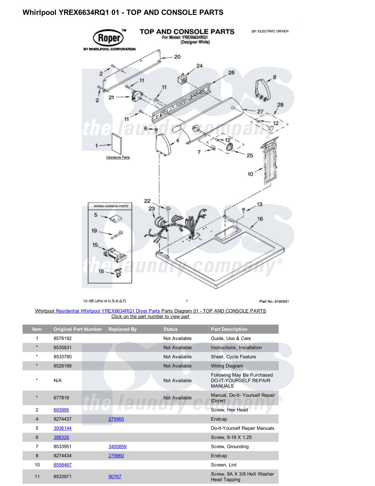 Whirlpool YREX6634RQ1 Parts Diagram