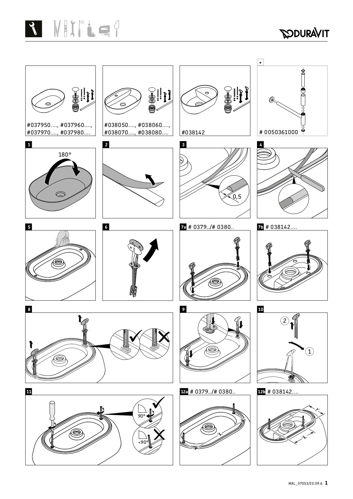 Duravit 0380600000, 0379700000, 0379600000 Mounting instructions