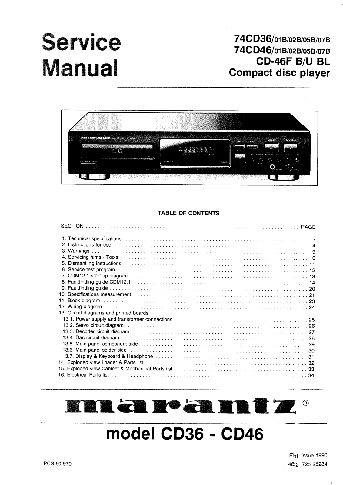 Marantz CD 46 Service Manual