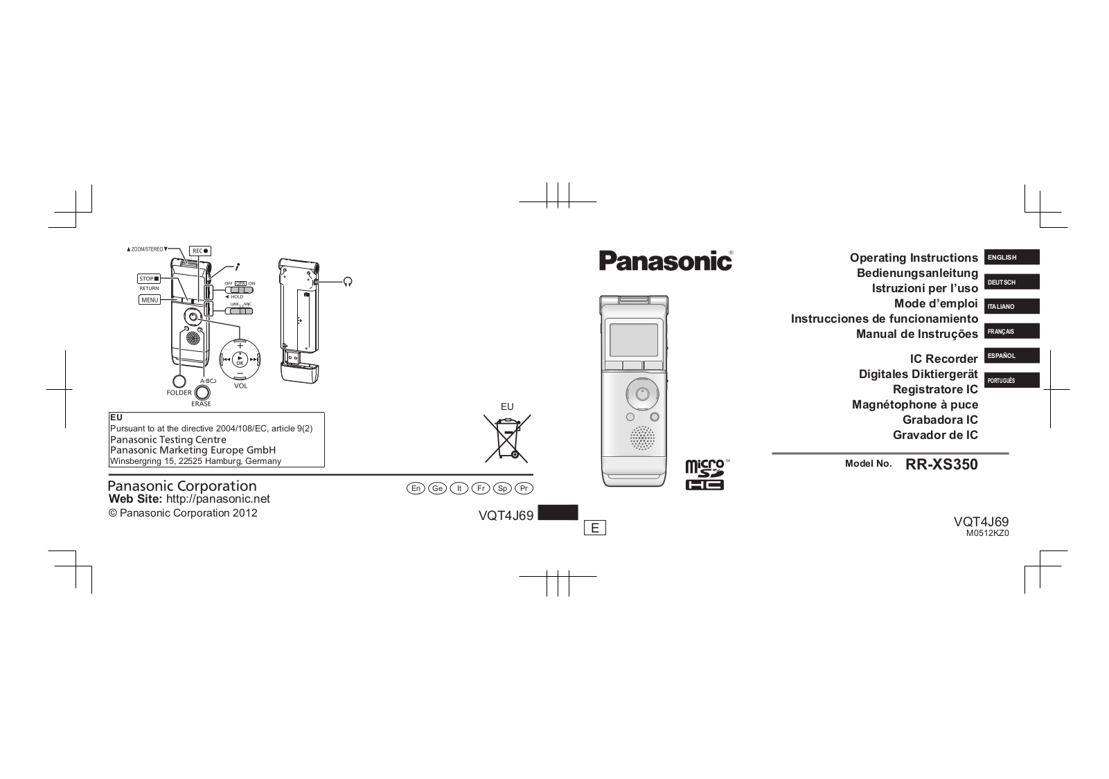 Panasonic RRXS350E User Manual