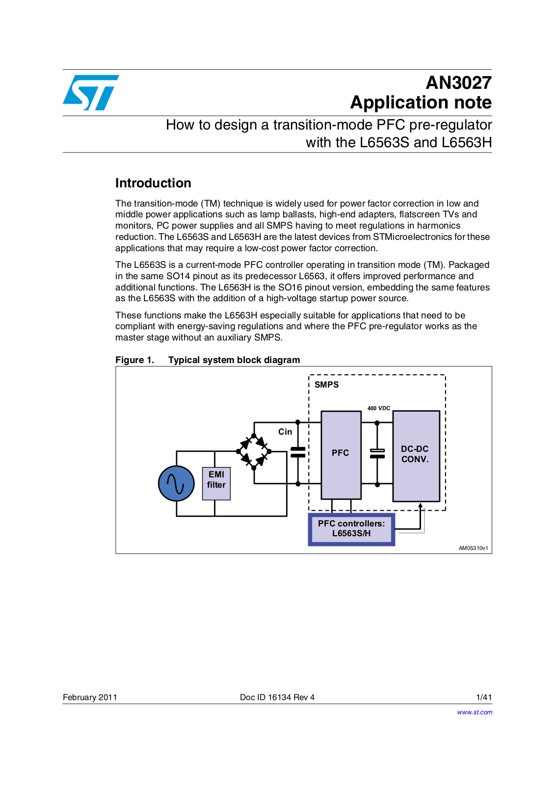 ST AN3027 APPLICATION NOTE