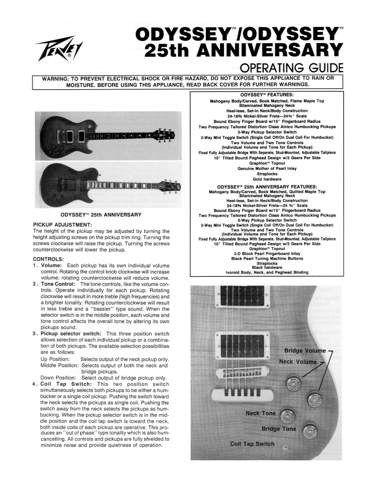 Peavey Odyssey 25th Anniversary User Manual