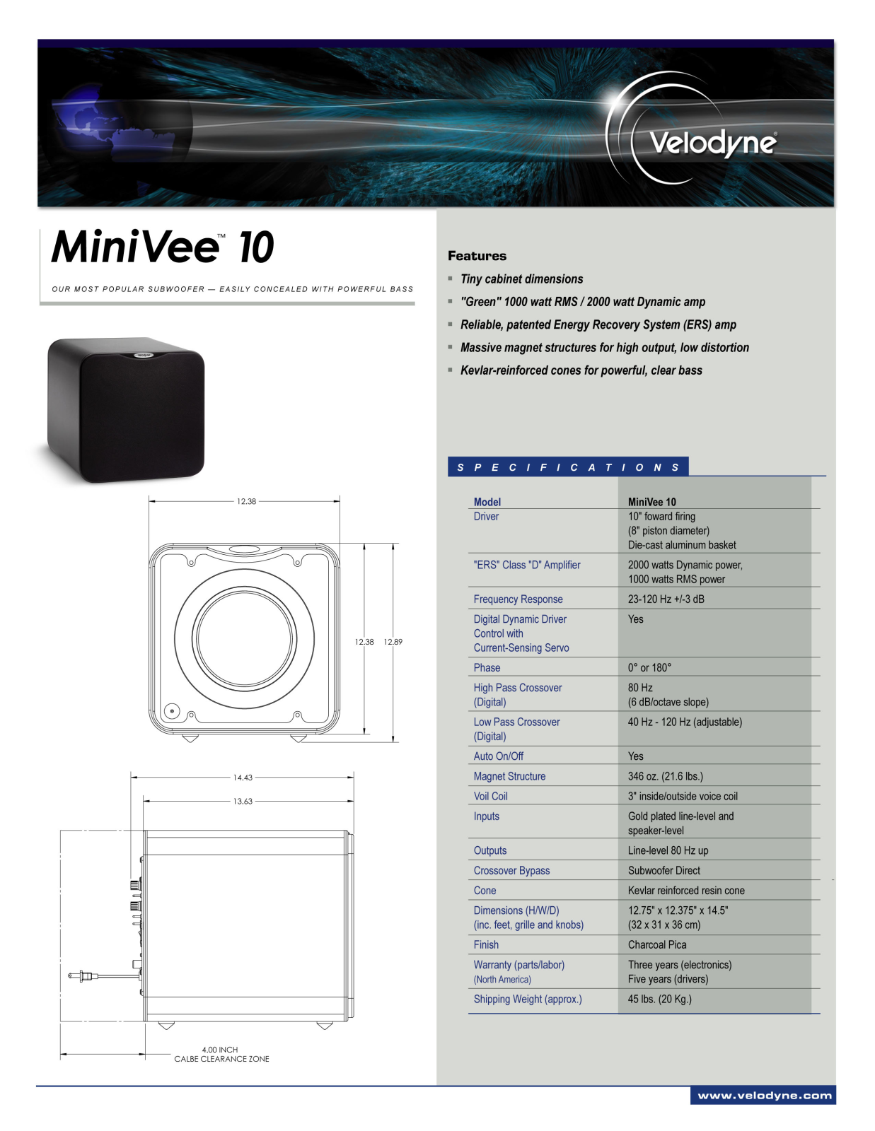 Velodyne MINIVEE 10 DATASHEET