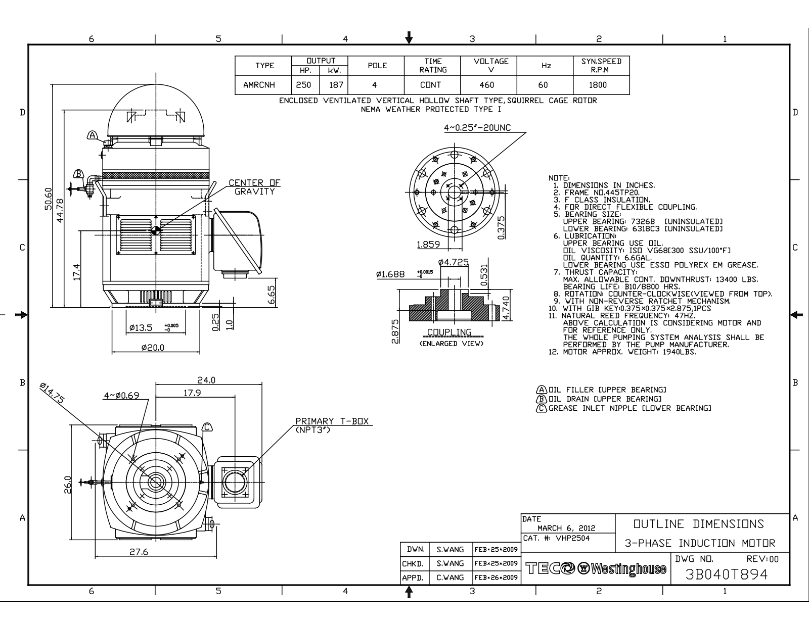 Teco VHP2504 Reference Drawing