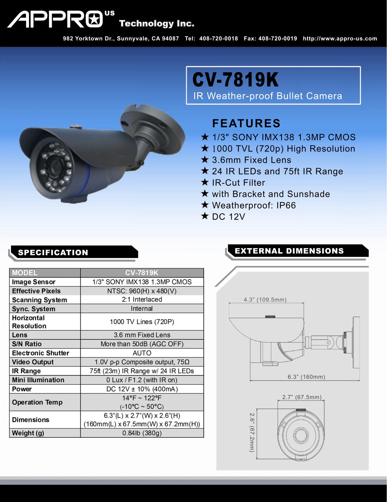 Appro CV-7819K Specsheet - ManualMachine.com