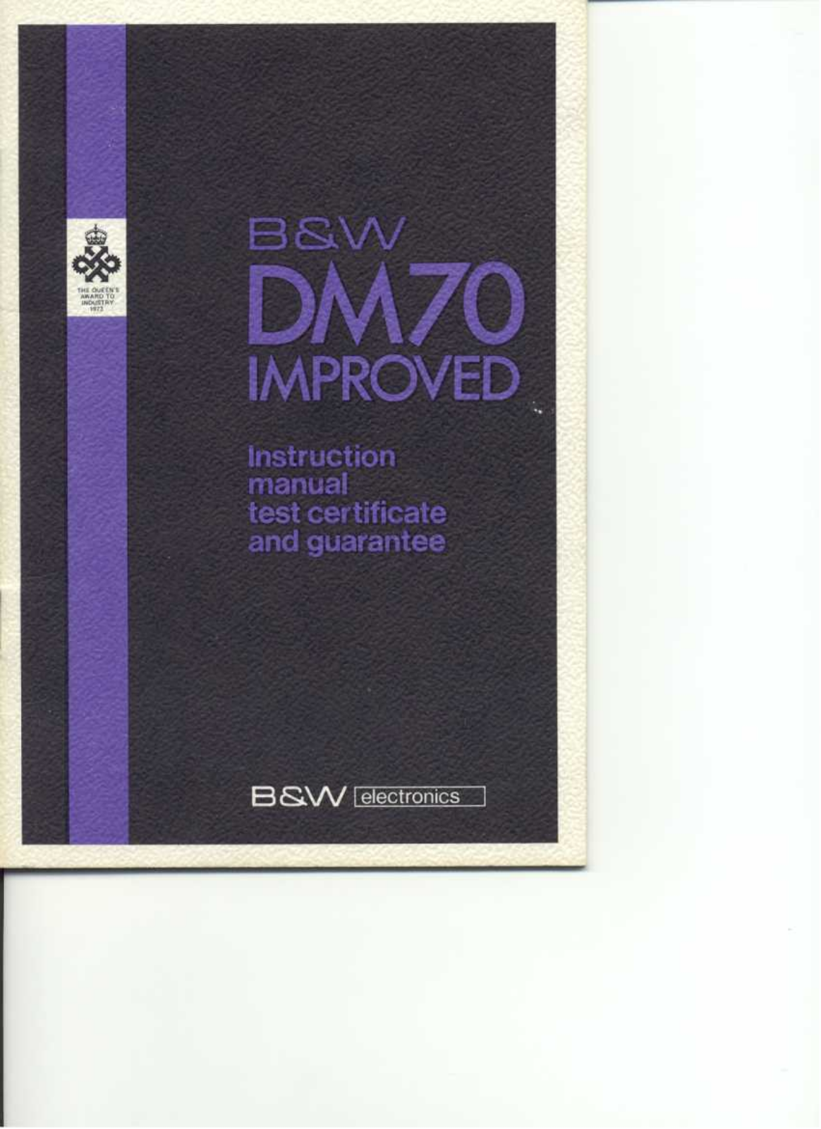 Bowers and Wilkins DM-70 Improved Owners manual