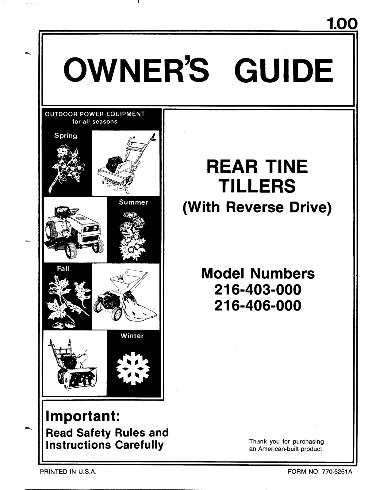 MTD 216-403-000 User Manual