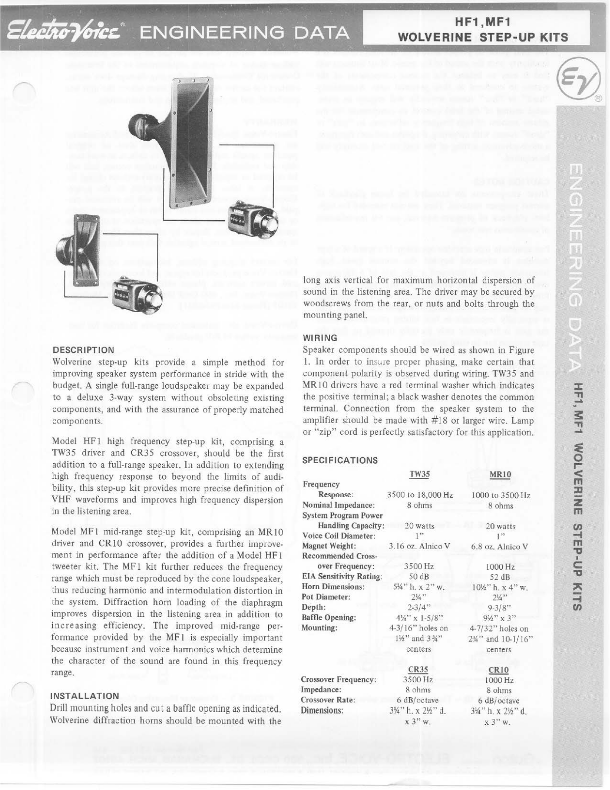 Electro-voice MF1, HF1 DATASHEET