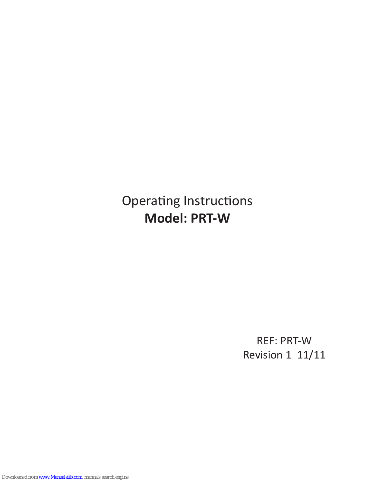 Heatmiser PRT-W Operating Instructions Manual