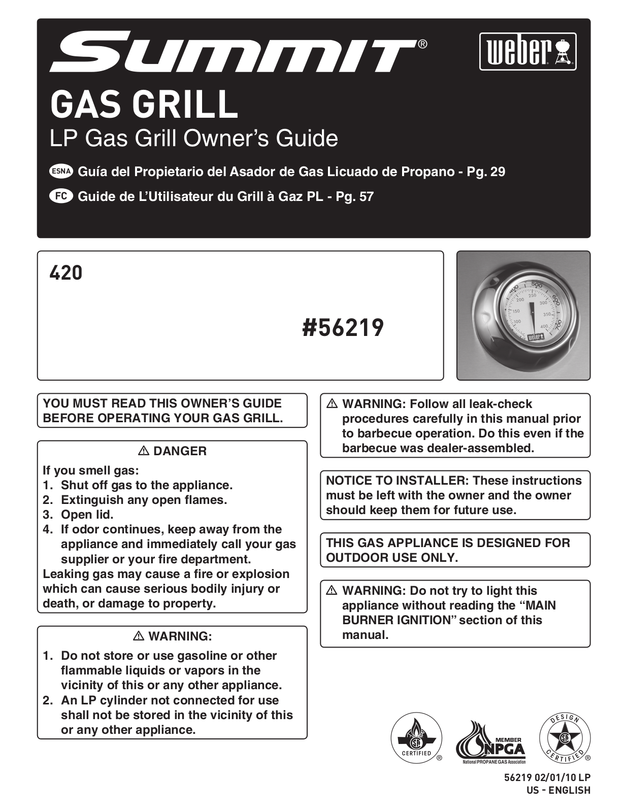 Weber 56219 User Manual