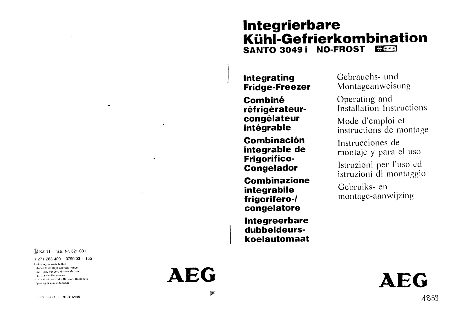 AEG S. 3049 I NO-FROST User Manual