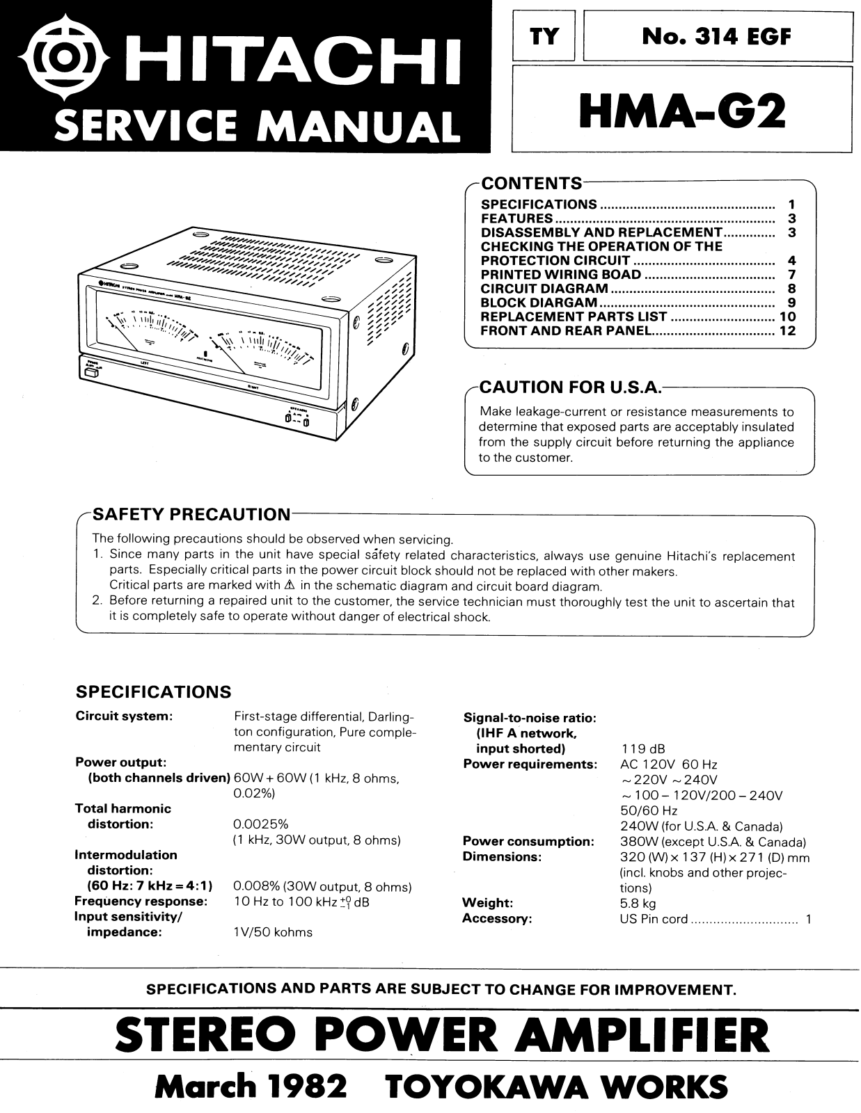 Hitachi HMA-G2 Service Manual