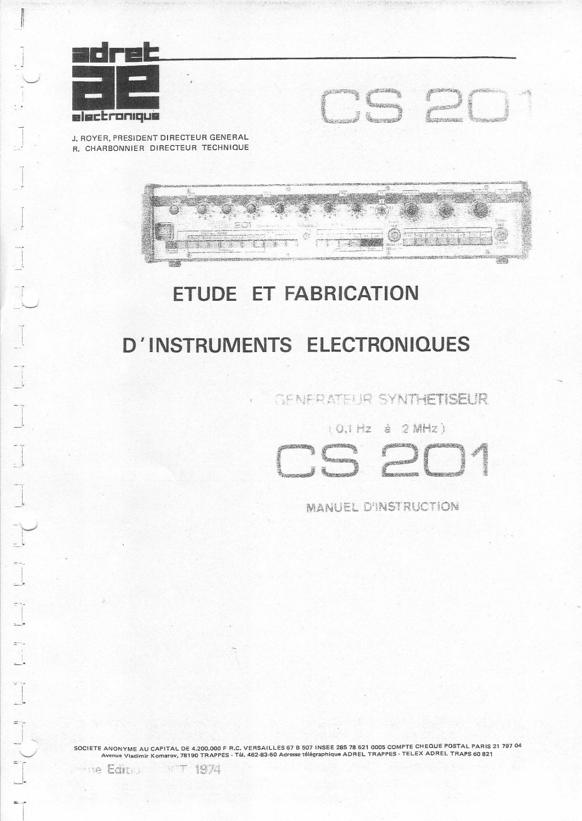 Adret Electronique CS 201 Instruction Manual