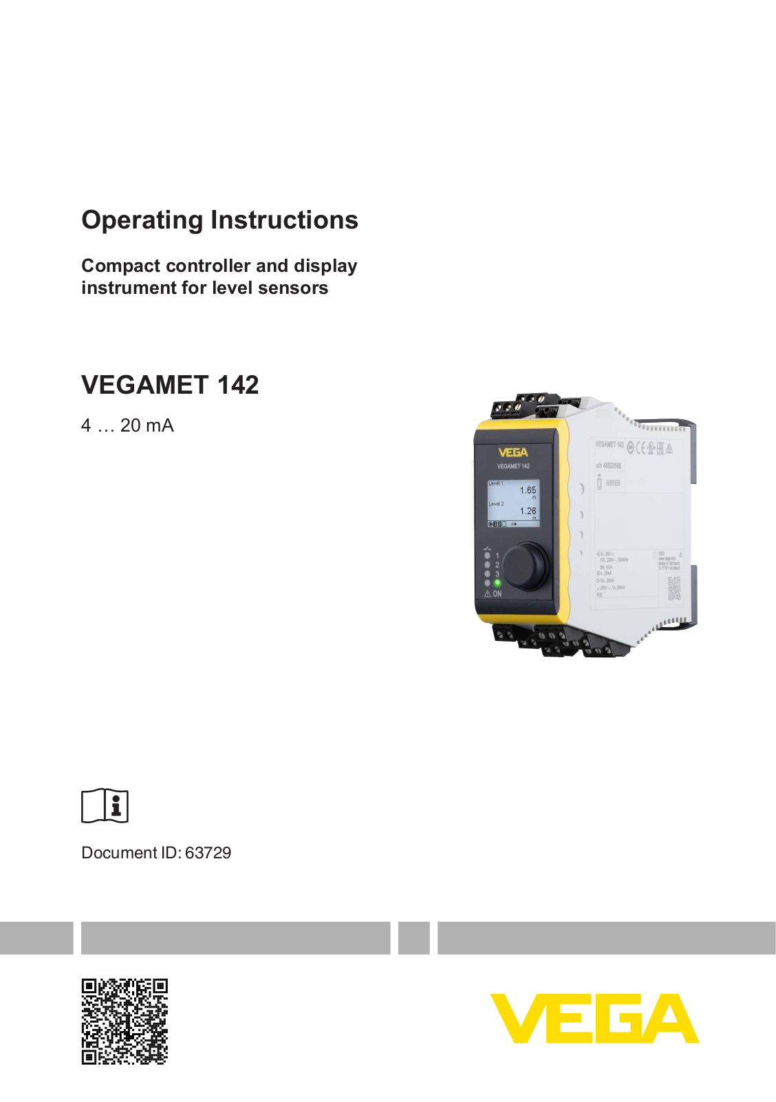 VEGA VEGAMET 142 Operating Instructions