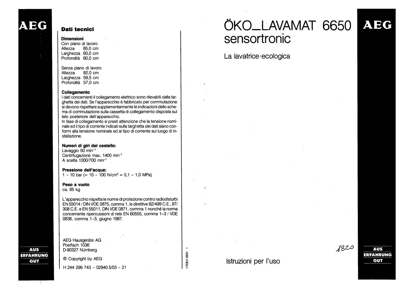 AEG LAV6650 User Manual