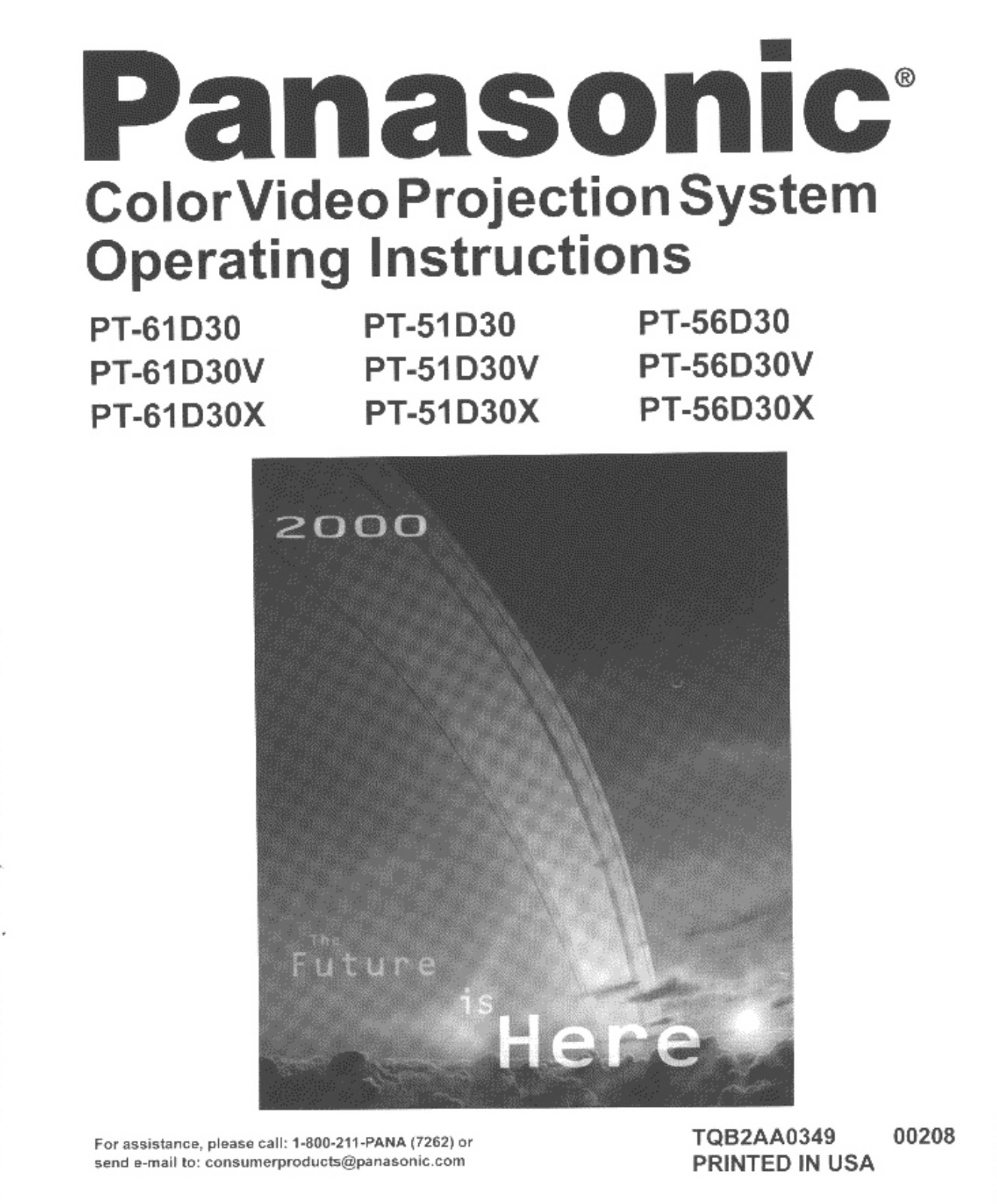 Panasonic PT-61D30B User Manual