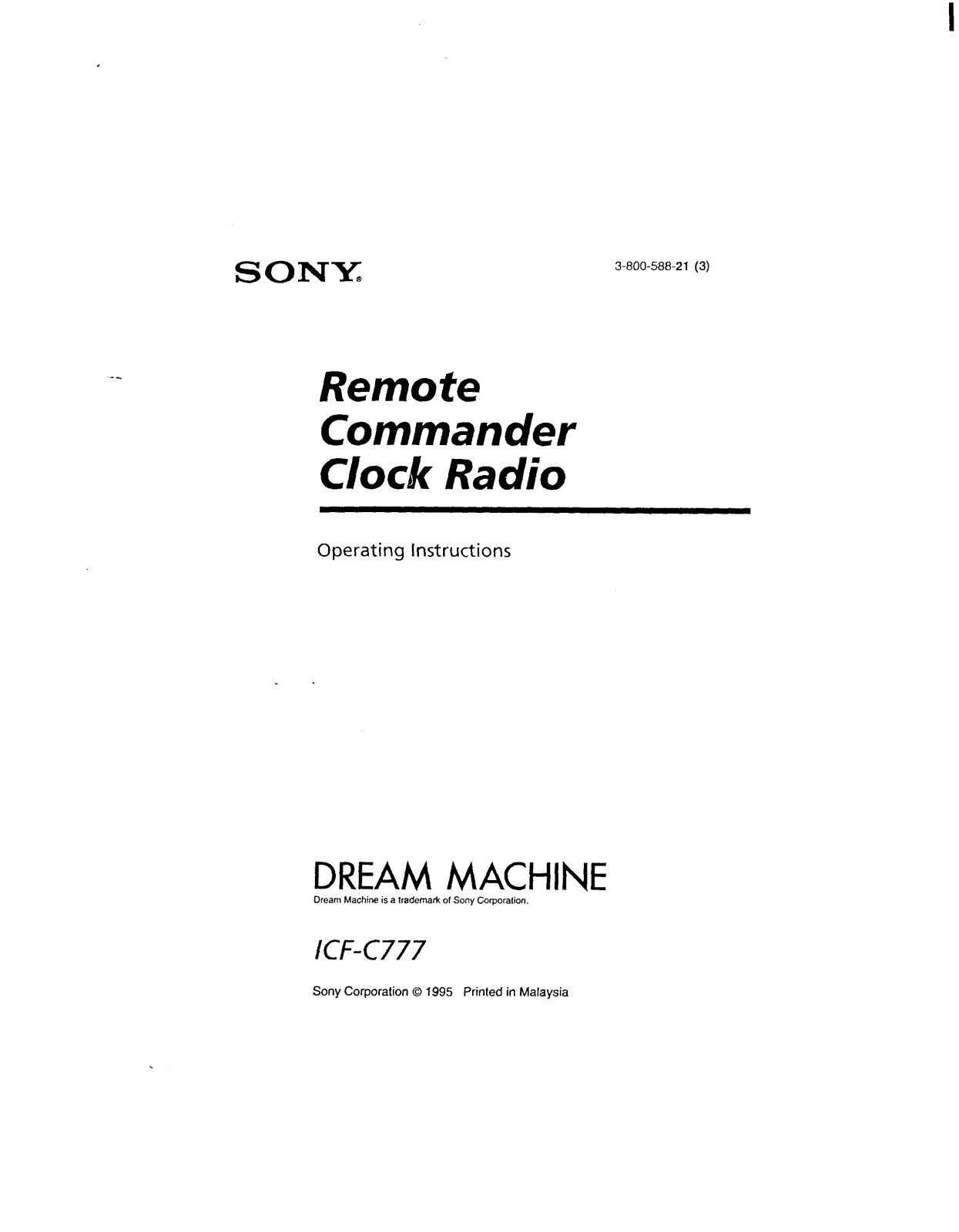 Sony ICF-C777 Operating Instructions