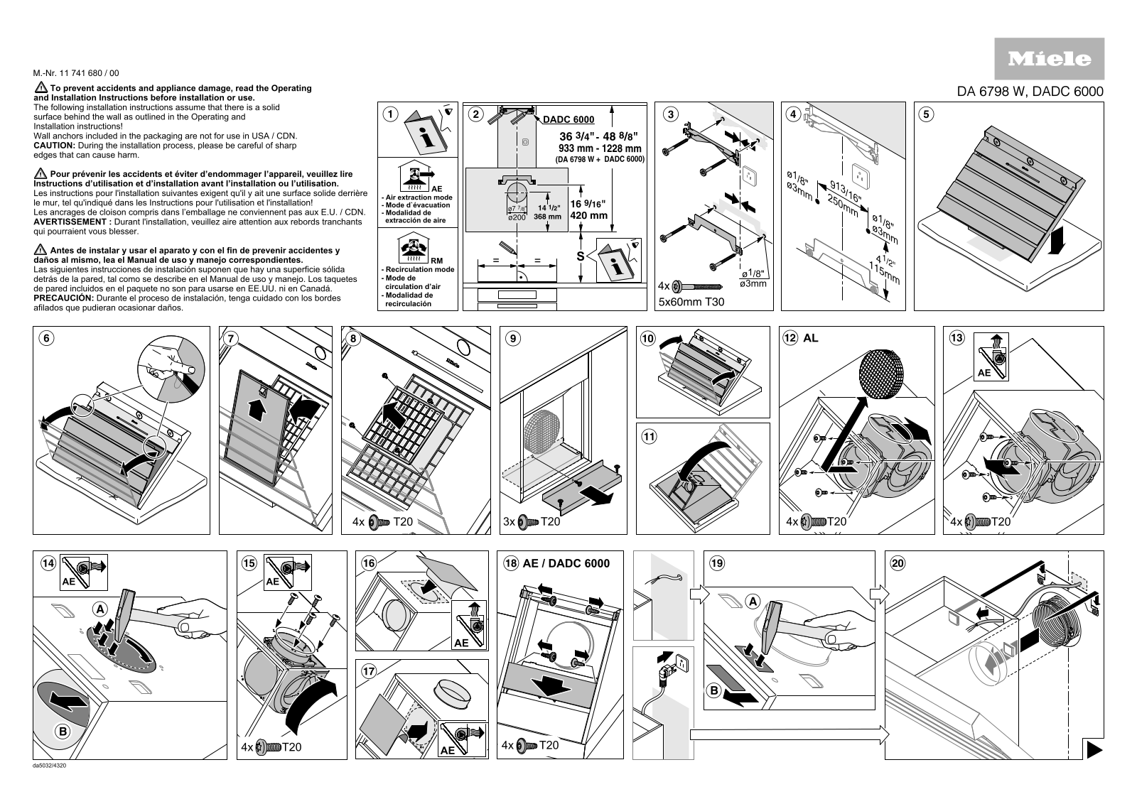 Miele DA6798W, DADC6000 Assembly plan